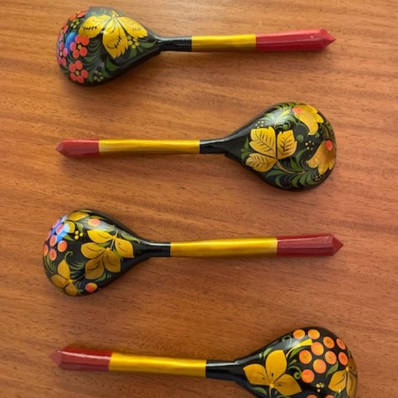 Lacquer spoons - set of 4 - Picture 2 of 2